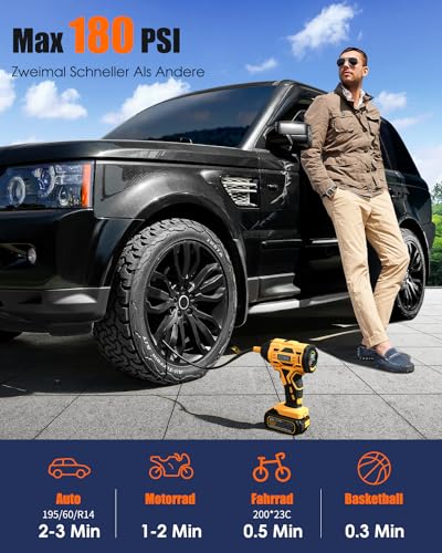 Akku-Luftpumpe von AUTDER Tragbare elektrische Luftpumpe für Fahrzeuge