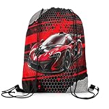jejeloiu Dirt Bike Conjunto de mochila esportiva com cordão para esportes radicais 33 x 39,9 cm, Preto e vermelho, 13x15.7inch, Carro de corrida