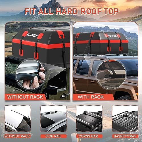 AUTOGEN Rooftop Cargo Carrier, 21 Cubic Feet Double Zipper Waterproof Roof Rack Cargo Carrier, Car Top Carrier with Anti-Slip Mat, 6 Door Hooks Suitable for Cars with/Without Roof Rack - Image 6