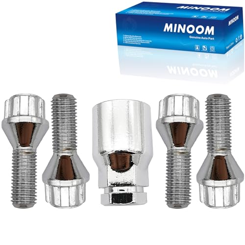 MINOOM M12x1.5 28mm Thread Alloy Wheel Locking Bolts Replacement for BMW E30 E36 E46 E90 E91 E92 (Set of 5)
