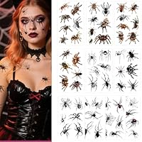 10 Sheets Creepy Crawler Halloween Tattoos - Spider Stickers | Waterproof UKCA Certified for Trick or Treat, Bonfire Night