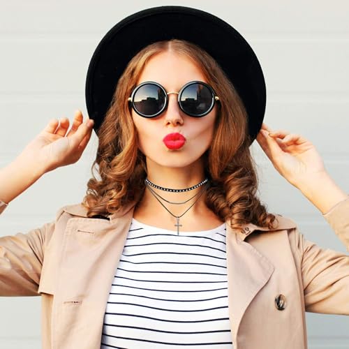 Flongo Womens Gothic Vintage Flannelette Rope Cross Rivet Choker Punk Collar Neckband2