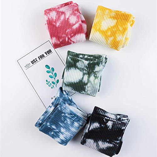 Socks,Men Women Couple Ribbed Cotton Crew Socks Contrast Color Tie-Dye Harajuku Hip Hop Skateboard Tube Stockings3