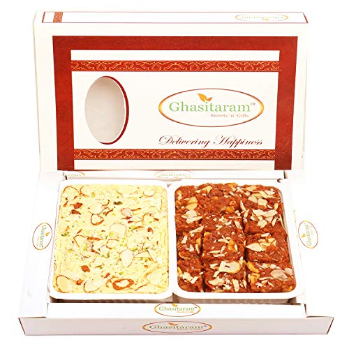Ghasitaram Gifts Indian Sweets - Diwali Gifts Diwali Sweet - Dodha Barfi and Soan Papdi Hamper