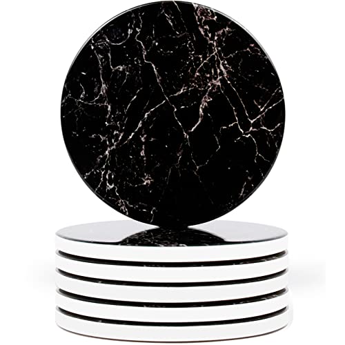 Naivasha Homeware Marble Coasters Set of 6, Stunning Decorative Coasters in GLOSS Finish, Elegant Stone with Cork Bottom