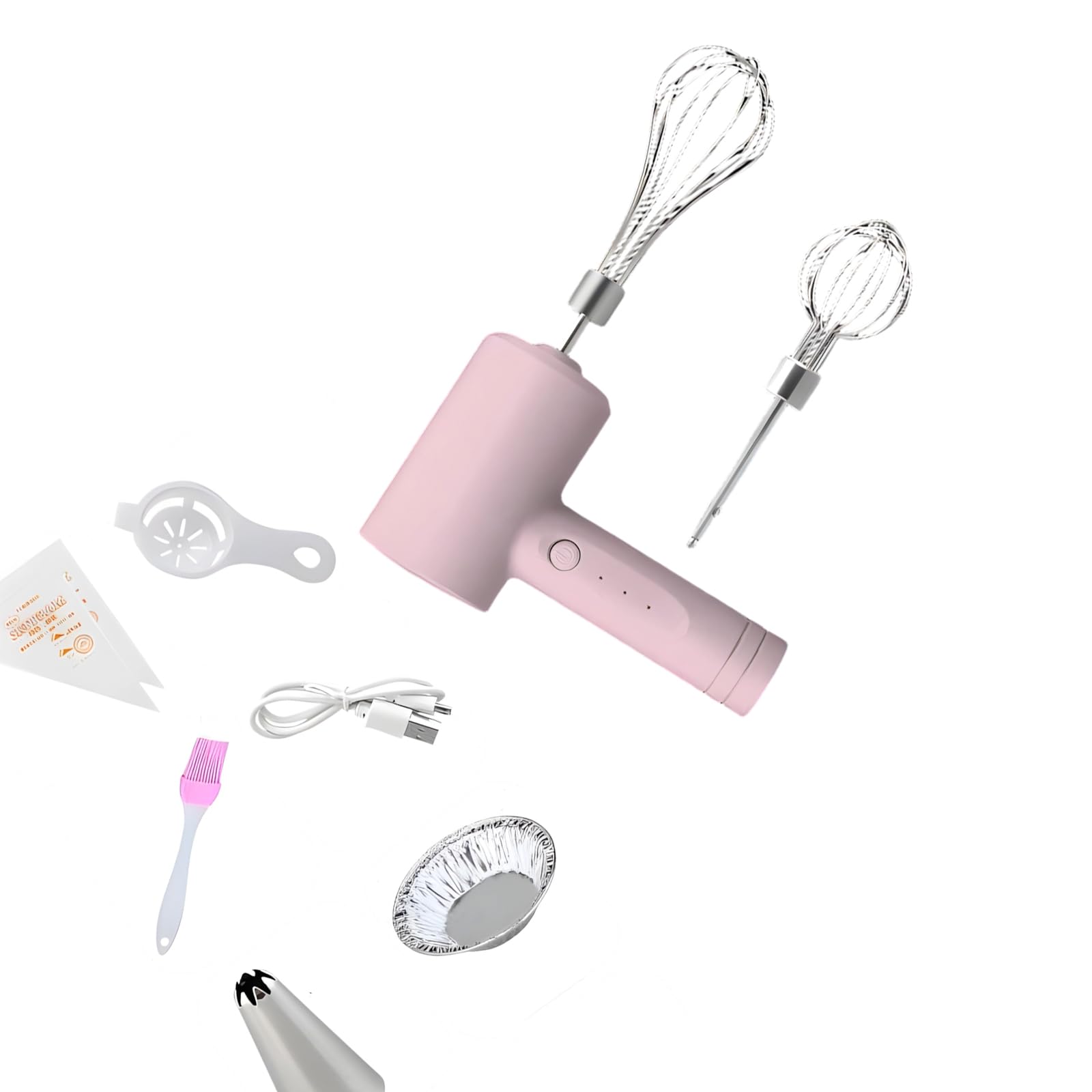 TFAOYS Cordless Handheld Electric Mixer Set Speed Adjustable Featuring Removable Baking Attachments for Home Kitchen Effortless Whipping
