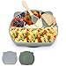 Piatto per Bambini con Ventosa e Coperchio Victop Piatto Pappa in Silicone Piatti Divisi per Bambini Piastra Antiscivolo Autoallenamento Stoviglie per Bambini con Cucchiaio, Microonde e Lavastoviglie