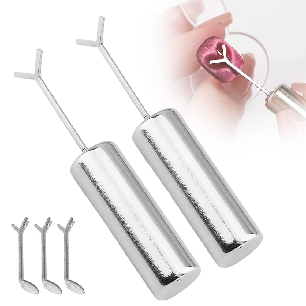 Heart Magnet for Cat Eye Gel Polish, Magnetic Nail Art Tool for Stunning Cat Eye Effect, DIY Manicure Kit with Y-Shaped Guide Sticks, Nail Magnet for