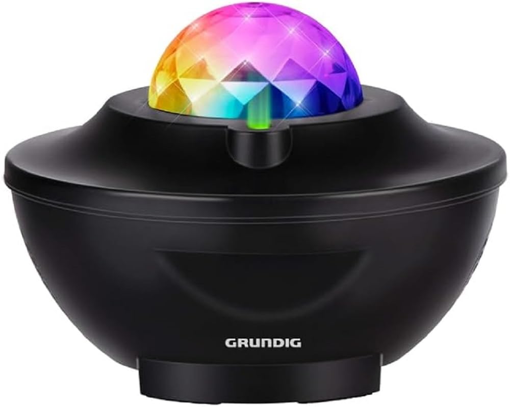 Grundig Projektor gwiaździstego nieba – lampka nocna z 10 kolorami LED – projektor Galaxy z funkcją Bluetooth – pilot zdalnego sterowania i kabel USB do ładowania
