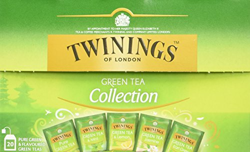 Twinings Green Tea Selection Grüntee, Teebox 5 verschiedenen Twinings Grüntees. Pure Green Tea, Green Tea & Lemon, Green Tea & Apple, Jasmine Green Tea, Green Tea & Orange 2er Pack (2 x 34...