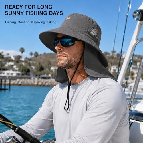 Image of Palmyth Fishing Hat with Detachable Neck Flap UPF 50+ Breathable Sun Hats