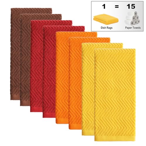 Image of 100% Cotton Kitchen Dish Towels Set, 16 inch x 25 inch Super Absorbent and Soft Kitchen Towels, Pack of 8 Dish Cloths for Drying Dishes (400 GSM)