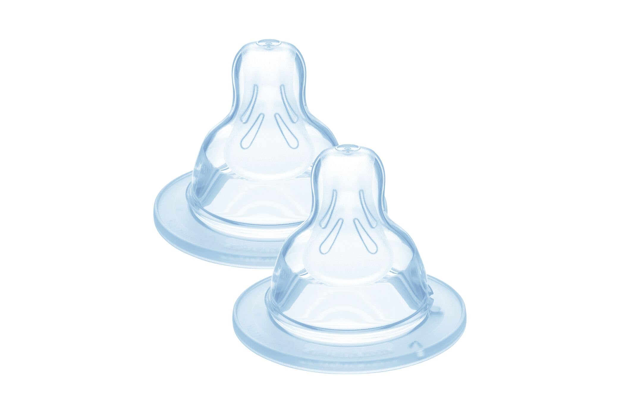 MAM Tettarella Misura 1 (Set da 2), Tettarella MAM piatta e simmetrica in morbido Silicone SkinSoft, Kit da 2 accessori neonato 0+ mesi per l'allattamento con latte materno e in latte polvere