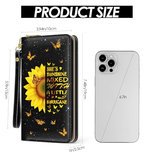 Wallet For Women, Sunflower Wristlet Wallet For Women, Floral Card Holder Purse With Zipper, Birthday Christmas Graduation Gifts For Women, Aesthetic Flower Office Daily Purse3