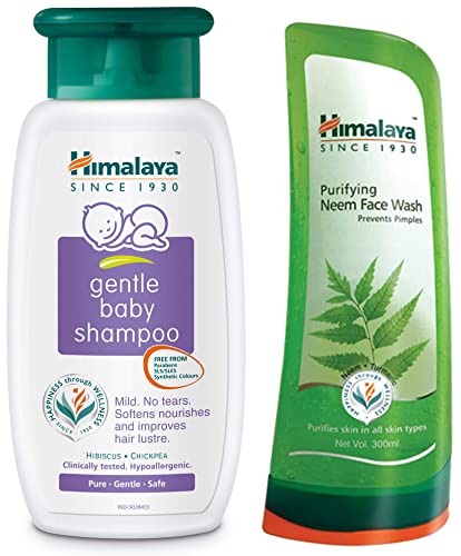 Image of Himalaya Gentle Baby Shampoo (200ml) & Herbals Purifying Neem Face Wash, 300ml