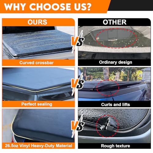 Image of RHOBRA Soft Tri-Fold Truck Bed Tonneau Cover Compatible with 2019-2026 Ford Ranger 5ft Bed, 26.5oz Vinyl Truck Bed Cover, Weather Resistant Bed Cover