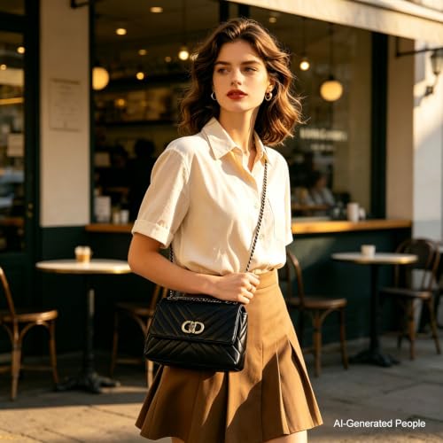 Image of Designer Quilted Purse, Convertible Crossbody Shoulder Bags Women | Vegan Leather, 2.5L Capacity, Fits iPad mini /Kindle /Long wallet, Versatile for Casual /Dressy Outfit /Office /Everyday Use