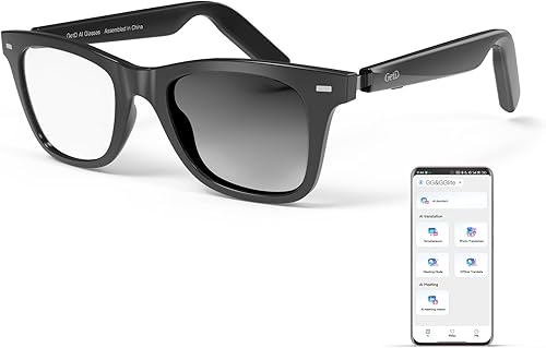 GetD Gafas de IA 2026 para hombres y mujeres, lentes inteligentes con tecnología ChatGPT, traducción AI en tiempo real con 145 idiomas, reproducción