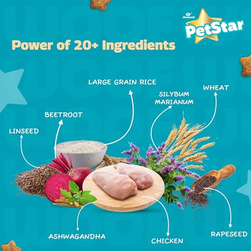Image of Petstar Adult Dry Dog Food (High Protein) Chicken & Wheat Flavor, 1kg and Mankind BubbleStar Neem & Aloe Vera 2-in-1 Shampoo & Conditioner for Dogs & Cats,200 ml