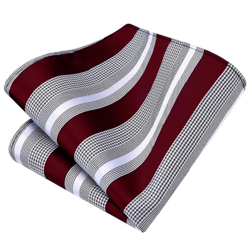 Image of GUSLESON Men's 5-pc Striped Tie Gift Set - Jacquard Necktie, Pocket Square, Cufflinks, Lapel Pin, Tie Clip - Wedding Formal Gifts
