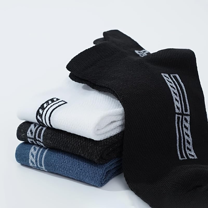 Athletic No Show Socks, Low Cut Ankle Design, Unisex, Breathable Mesh, Comfortable Polyester Blend, Low-Cut Invisible Socks with Arch Support for Sports & Outdoor Activities, Black, 5 Pairs3