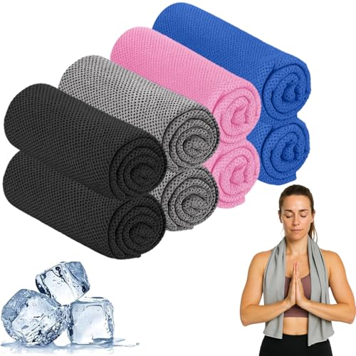 Gym Towel, Cooling Towel, 8 PCS 100x30 cm Quick Dry Towels Set with 4 Colors, Soft & Breathable Microfibre Cooling Towels, Sports Towel for Neck, Yoga, Outdoor, Golf, Running, Hiking, Sports & Camping