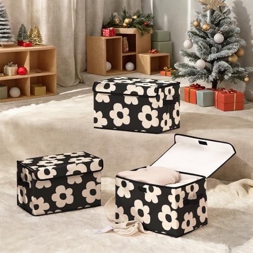 Image of Stackable Clothes Storage Bins with Lids 3 Pack | Closet Organizers Fabric Cat Printing Box for Home and Office,Blanket Clothes Organizers,Under Bed Storage Containers