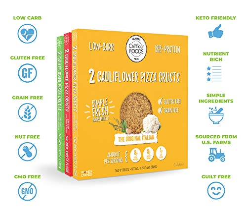 Cali'flour Foods Pizza Crust (Original Italian, 2 Crusts) - Fresh Cauliflower Base | Low Carb, High Protein, Gluten and Grain Free | Keto Friendly - Thumbnail 3