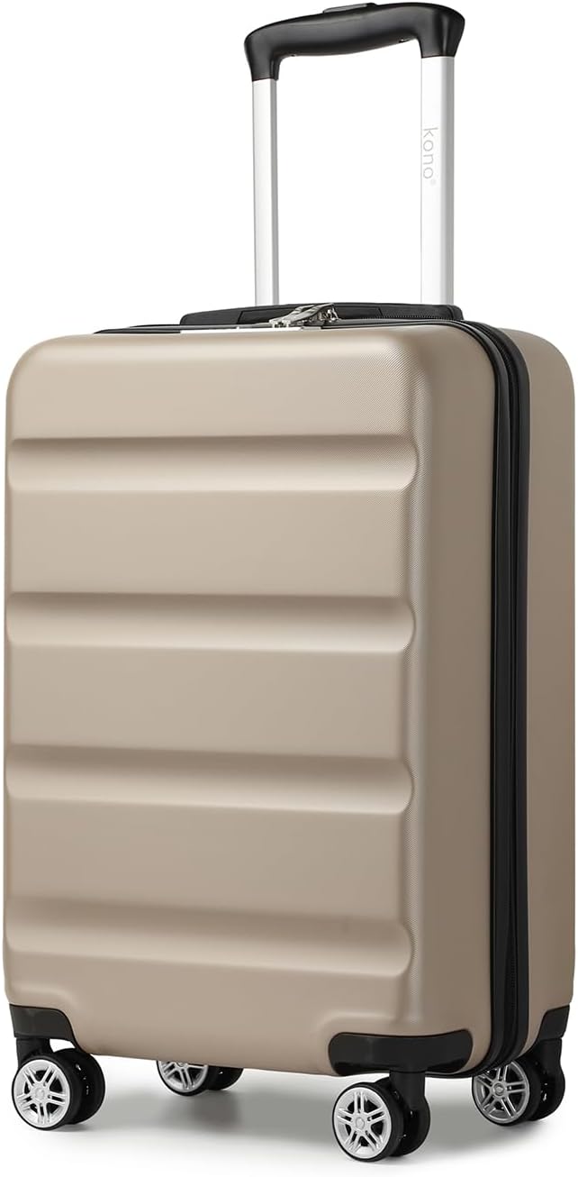 Carry On Luggage 22x14x9 Airline Approved Lightweight Small Travel Suitcase with Spinner Wheels Hard Shell TSA Carry-On Gold