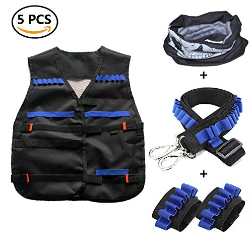 VOROSY Kits veste tactique pour Nerf N-Strike avec 1 pcs masque + 1 pcs bandoulière + 2 pcs main bracelet