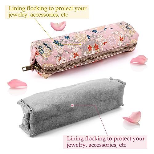 Image of iSuperb Vintage Pencil Case Embroidery Pen Pouch Zipper Pencil Bag Women Makeup Bag for Office Organizer Storage Bag (Pink)