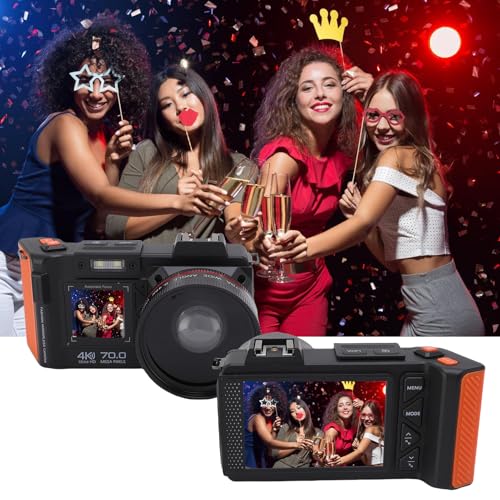 Image of 4K 70MP FHD Digital Camera with Dual Screens, Autofocus F1.8 DSLR Camera with WiFi Instant Sharing, 50X Digital Zoom, Fill Light (Black)