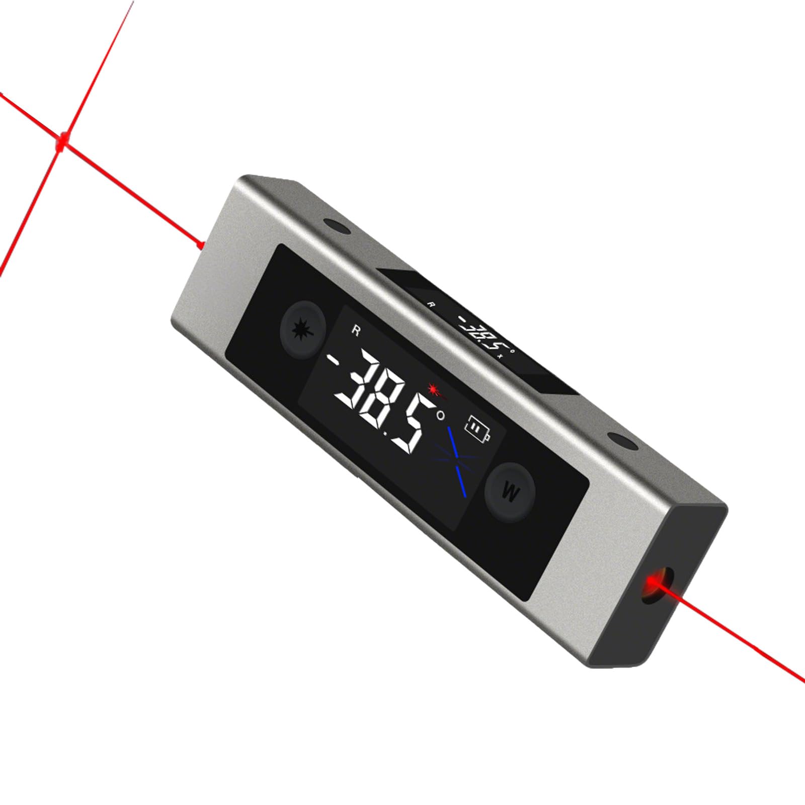 LZEXIN Digital Angle Finder with Laser, 4 Side Strong Magnetic Angle Gauge Inclinometer with 2 LCD Display, 360° Slope & Angle Inclinometer for Table Saws, Woodwork, Build(Cross-line1)