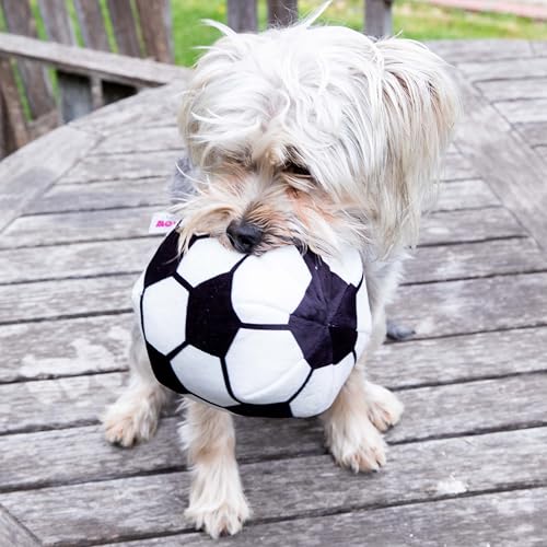 Juguete para perros bola de fútbol de peluche con pito miniatura 6
