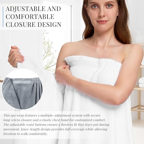 Image of PJGGZ Towel Wrap for Women, Three Adjust Clasps Closure Bath Wraps After Shower Spa Sauna Bathrobe(Available in Plus Size)