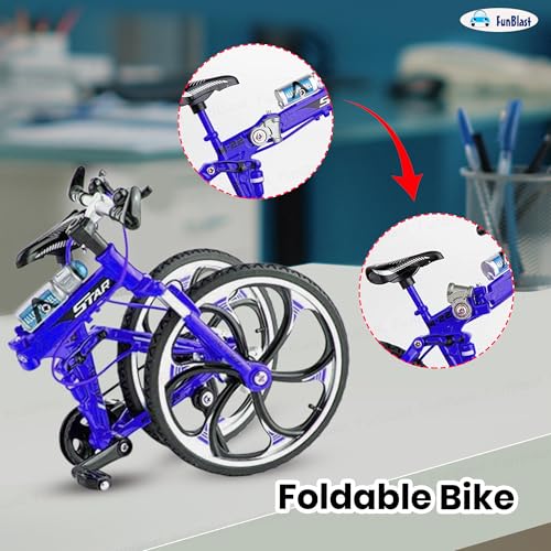 Image of FunBlast Vintage Mini Metal Bicycle - 1:8 Die-Cast Realistic Mount Bike Model, Retro Alloy Classical Cycle Toy for Desktop Ornament, Home Decor, Scene Model (Blue)