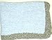 Knitted Blue Chenille Blanket Trimmed with Grey Chenille By Hand Crochet