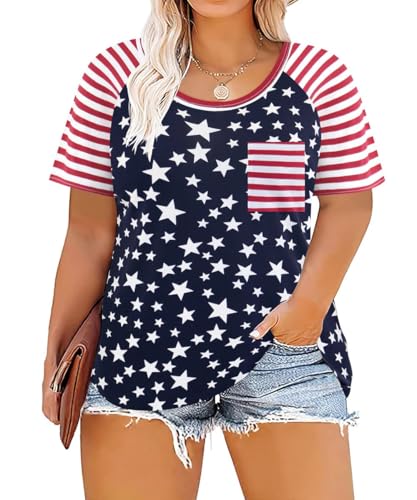 Image of TIYOMI Plus Size Tops for Women V Neck Tshirts Basic Tunic Casual Hawaii Floral Tie Dye Camo Summer Short Sleeve Tee XL-5XL