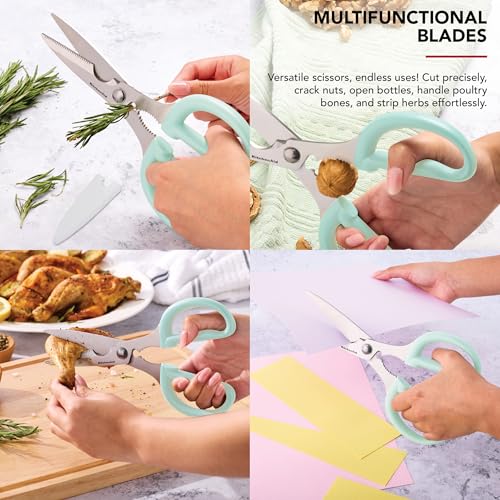 Image of KitchenAid Classic 2-Piece Multipurpose Kitchen Shear Set with Blade Sheath - Spearmint, Herb Stripper, Poultry Shears, Pizza Cutter, Nutcracker