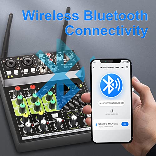 Bomaite Bo4-M Portable Karaoke Microphone Mixer System Set, 4 Channel Mixer With Dual Wireless Mic, Mp3 Bluetooth Usb Interface In Singing For Smart Tv, Pc, Ktv, Home Theater, Amplifier, Speaker #TOP4