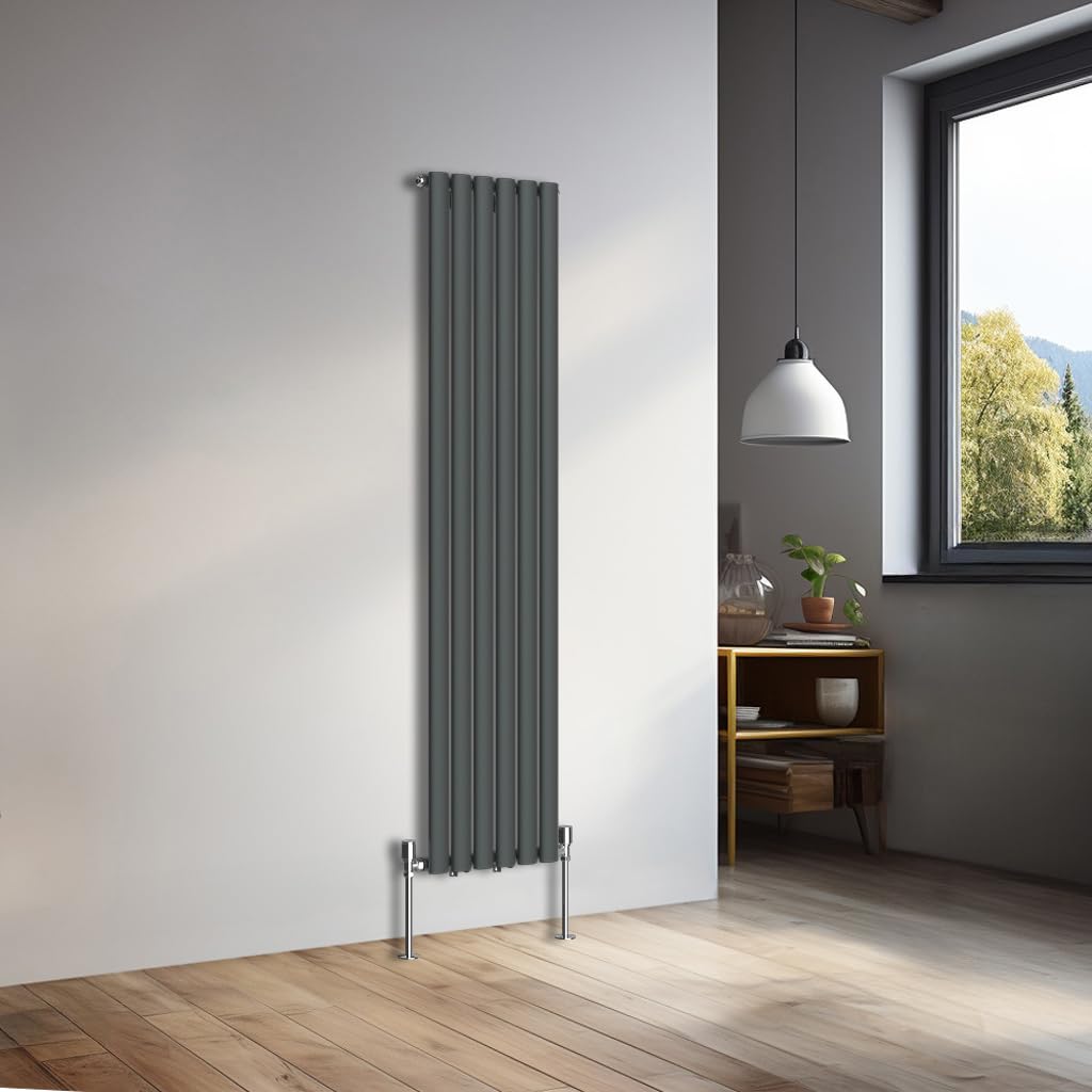 NRG 1600x354mm Vertical Oval Single Panel Heater Column Radiator Central Heating Radiators Designer Tall Radiators Anthracite