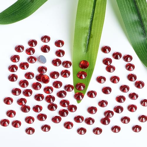 Image of Bymitel Hotfix Crystal Rhinestones Round Gems Iron on DIY Jewelry Making Flat Back for Crafts,Siam, 1.6mm(SS4 /2880pcs)