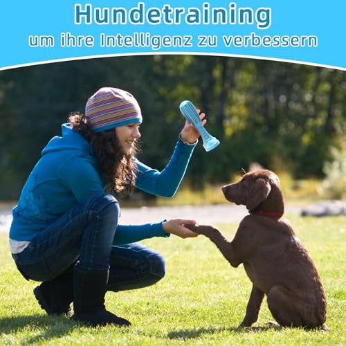 HETOO Hundespielzeug, Kauspielzeug für Hund Welpen, Zähne Reinigung Hunde Spielzeug Für Mittelgroße Hunde, Zähne Schleifstange Gummi Dog Toys (Blau)
