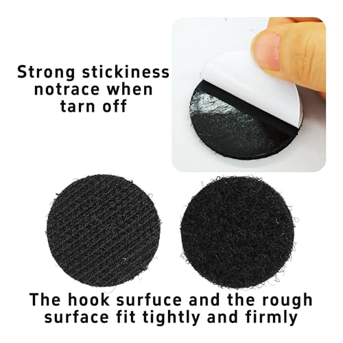 Image of pson 30Pcs 1.5 Inch Black Sticky Adhesive Dots, Round Hook and Loop Fasteners, Double Sided Self Adhesive Tape for Home Office Wall Mounting, Carpet Gripper, Industrial Strength Nylon