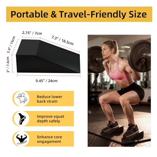 Sissatthai Squat Wedge Block Yoga Wedge Blocks 2 Pack, Yoga Foam Wedges Exercise Foot Wedges Block for Workout Heel Elevated Calf Stretcher Gymnastic(Black) - Thumbnail 4