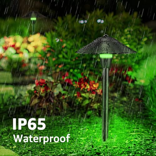 Image of SUNVIE RGBW Low Voltage Pathway Lights 3W Color Changing Landscape Lights 12-24V Multi-Color Path Lights Waterproof for Yard Garden Walkway Holiday Landscape Path Lighting ETL Listed Cord, 4 Pack