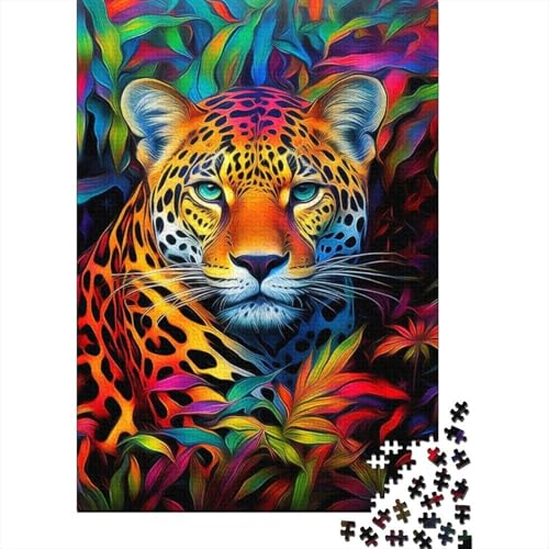 Puzzle de 1000 piezas de papel con diseño de arte de jungla y leopardo