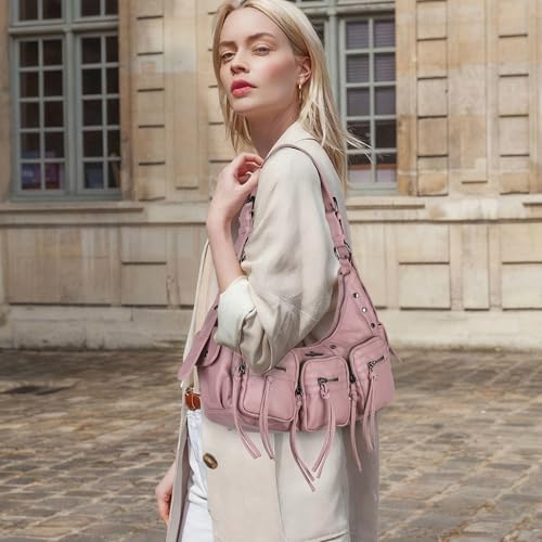 Image of Angel Kiss Hobo Bags Purse for Women Y2K Shoulder Bag Multi Pockets Designer Satchel Studded Handbags with Strap