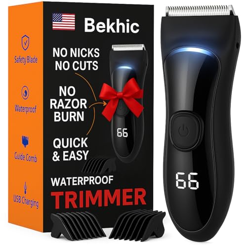 Manscape Groin & Body Hair Trimmer for Men, Waterproof Electric Ball Trimmer with Skin-Friendly Ceramic Blade, with LED Light Manscaping Razor for Pubic Area, Chest, Back & Armpits,90 Minutes Shaving