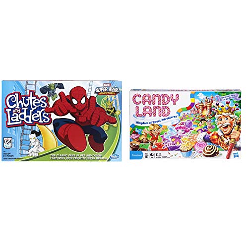 Hasbro Gaming Marvel Spider-Man Web Warriors Chutes & Ladders Game & Gaming Candy Land Kingdom of Sweet Adventures Board Game for Kids Ages 3 & Up (Amazon Exclusive),Red,Original Version